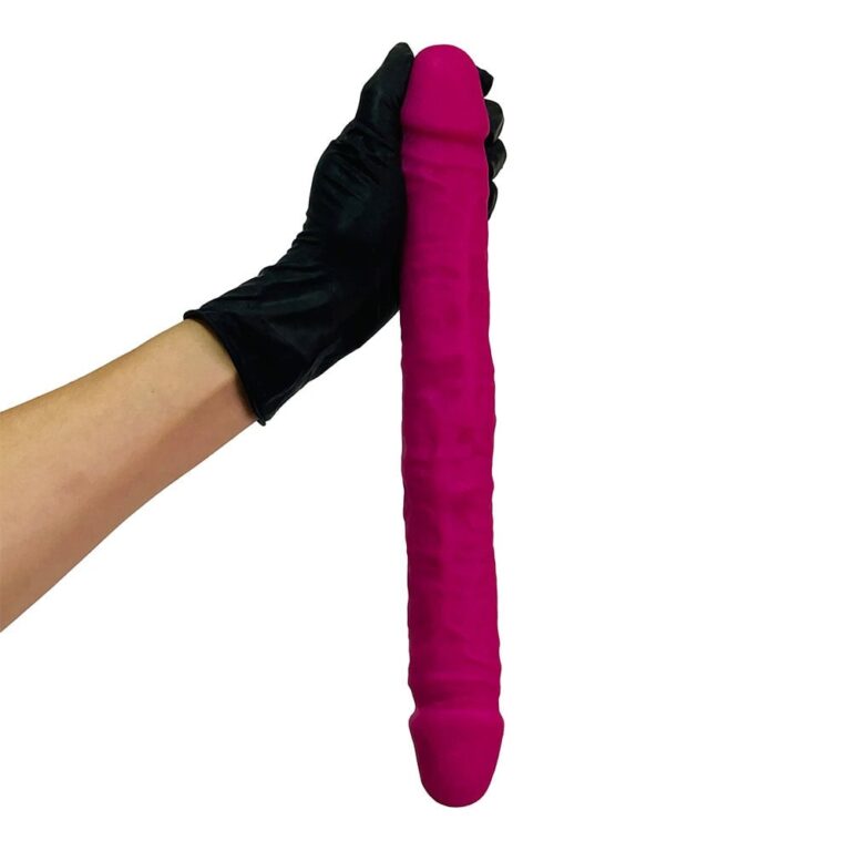 Pênis Duas Pontas / Duas Cabeças 35cmx4cm (17,5cm cada lado) Cyberskin Rosa - Imagem 10