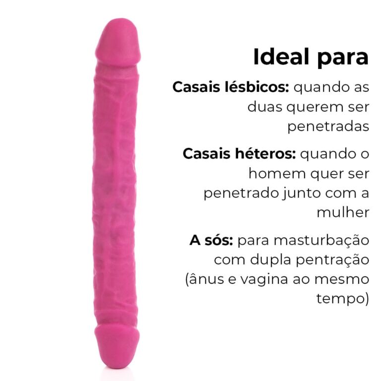 Pênis Duas Pontas / Duas Cabeças 35cmx4cm (17,5cm cada lado) Cyberskin Rosa - Imagem 4