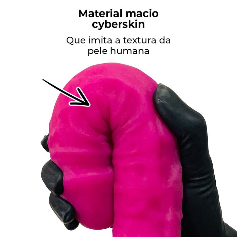 Pênis Duas Pontas / Duas Cabeças 35cmx4cm (17,5cm cada lado) Cyberskin Rosa - Imagem 6
