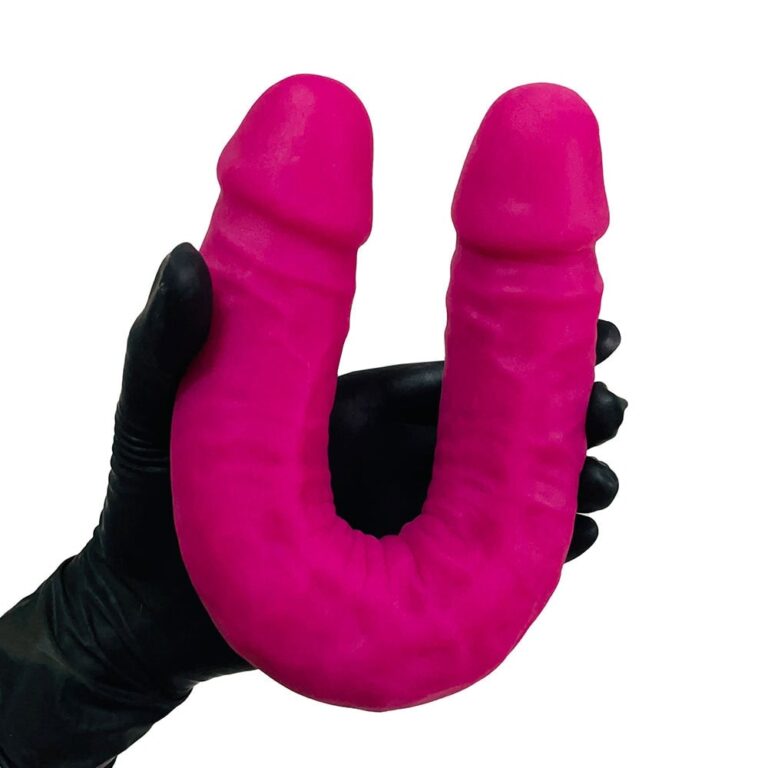 Pênis Duas Pontas / Duas Cabeças 35cmx4cm (17,5cm cada lado) Cyberskin Rosa - Imagem 13