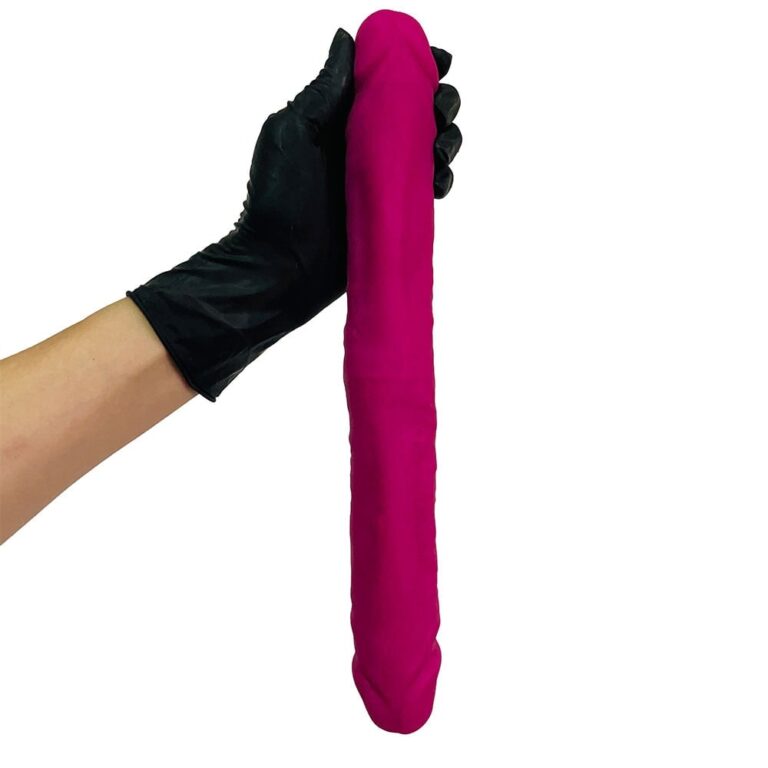 Pênis Duas Pontas / Duas Cabeças 35cmx4cm (17,5cm cada lado) Cyberskin Rosa - Imagem 9