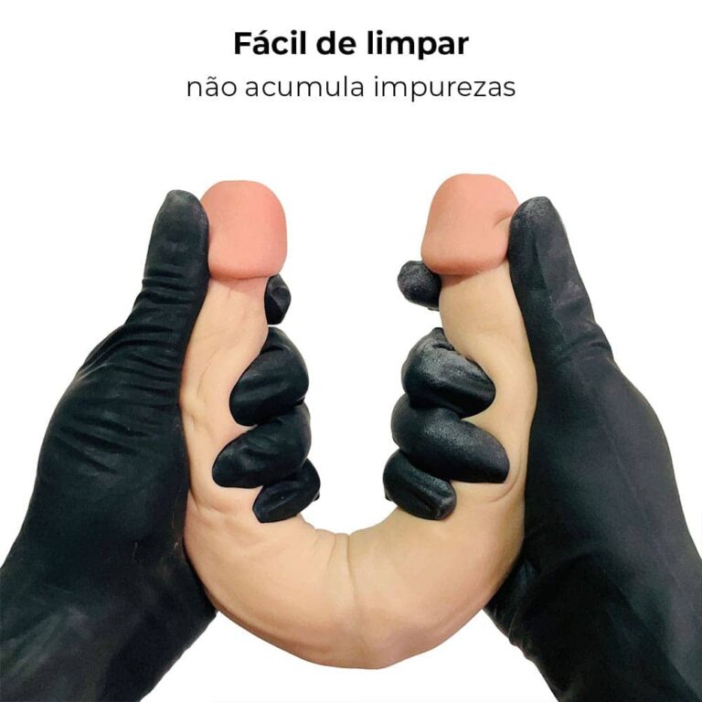 Pênis Duas Pontas / Duas Cabeças 31cmx3,5cm (15,5cm cada lado) Cyberskin Bege - Imagem 6