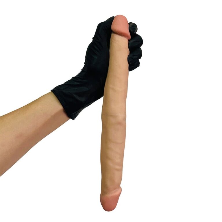 Pênis Duas Pontas / Duas Cabeças 31cmx3,5cm (15,5cm cada lado) Cyberskin Bege - Imagem 10