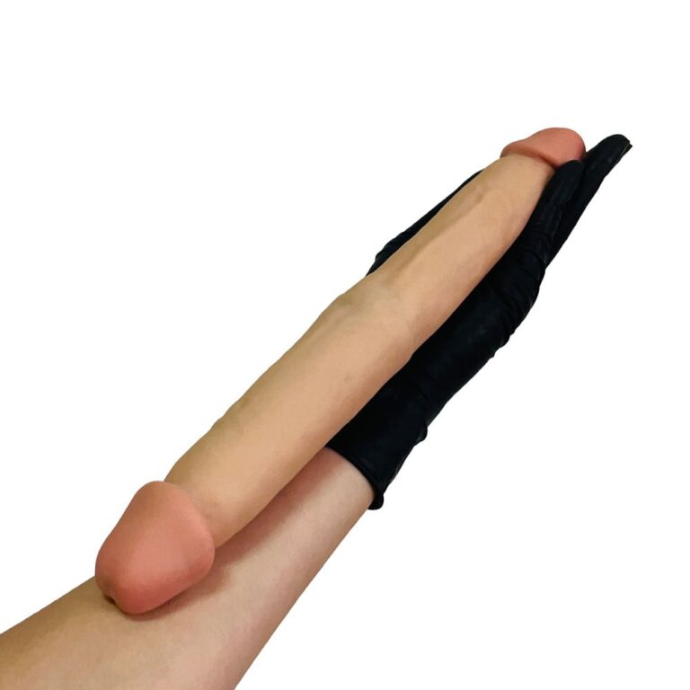 Pênis Duas Pontas / Duas Cabeças 31cmx3,5cm (15,5cm cada lado) Cyberskin Bege - Imagem 12