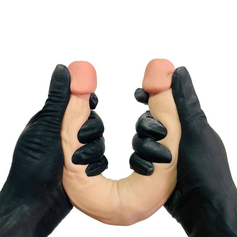 Pênis Duas Pontas / Duas Cabeças 31cmx3,5cm (15,5cm cada lado) Cyberskin Bege - Imagem 15