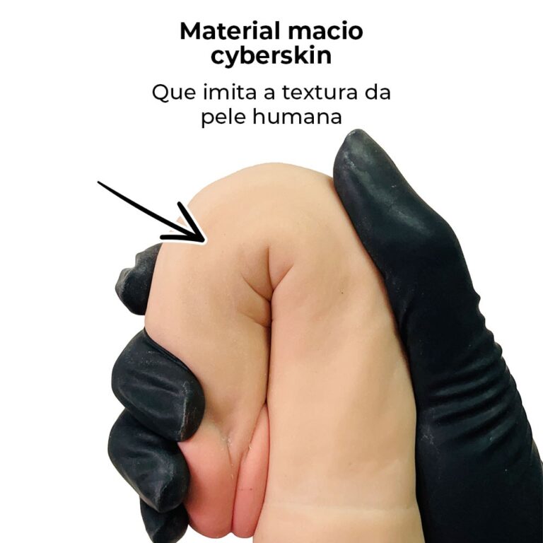 Pênis Duas Pontas / Duas Cabeças 31cmx3,5cm (15,5cm cada lado) Cyberskin Bege - Imagem 7