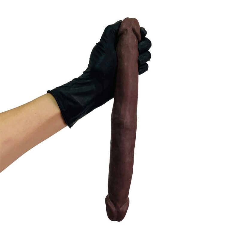 Pênis Duas Pontas / Duas Cabeças 31cmx3,5cm (15,5cm cada lado) Cyberskin Marrom - Imagem 10