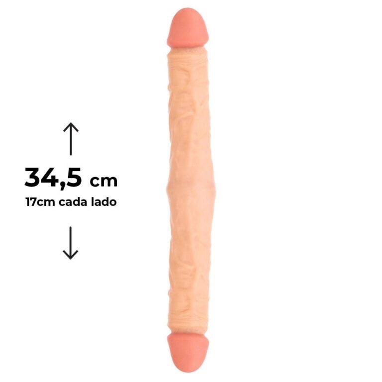 Pênis Duas Pontas / Duas Cabeças 36cmx4cm (17,5cm cada lado) Cyberskin Bege