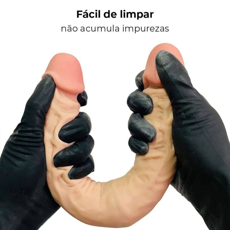 Pênis Duas Pontas / Duas Cabeças 36cmx4cm (17,5cm cada lado) Cyberskin Bege - Imagem 8
