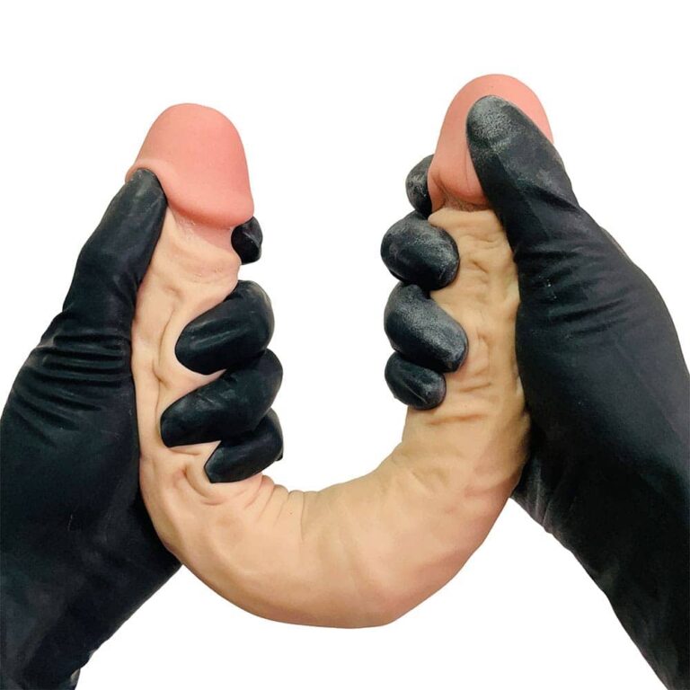 Pênis Duas Pontas / Duas Cabeças 36cmx4cm (17,5cm cada lado) Cyberskin Bege - Imagem 15