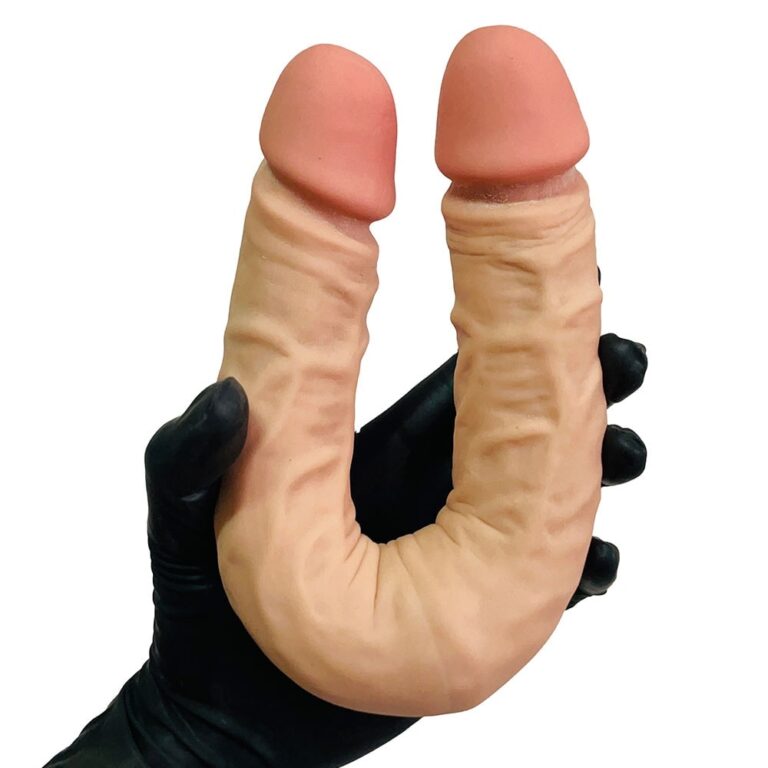 Pênis Duas Pontas / Duas Cabeças 36cmx4cm (17,5cm cada lado) Cyberskin Bege - Imagem 13