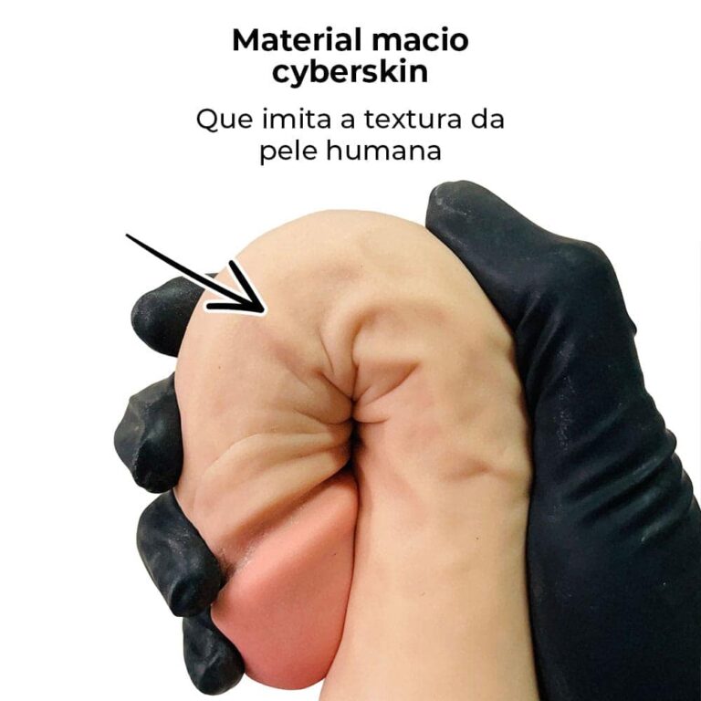 Pênis Duas Pontas / Duas Cabeças 36cmx4cm (17,5cm cada lado) Cyberskin Bege - Imagem 6