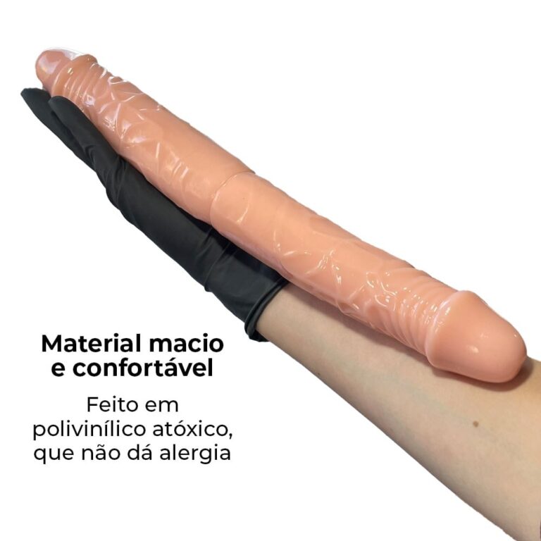 Pênis Duas Pontas / Duas Cabeças 36cmx4cm (18cm cada lado) Bege - Imagem 6