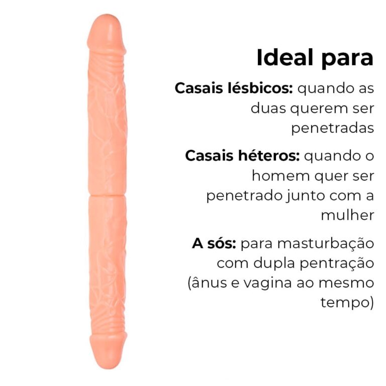 Pênis Duas Pontas / Duas Cabeças 36cmx4cm (18cm cada lado) Bege - Imagem 4