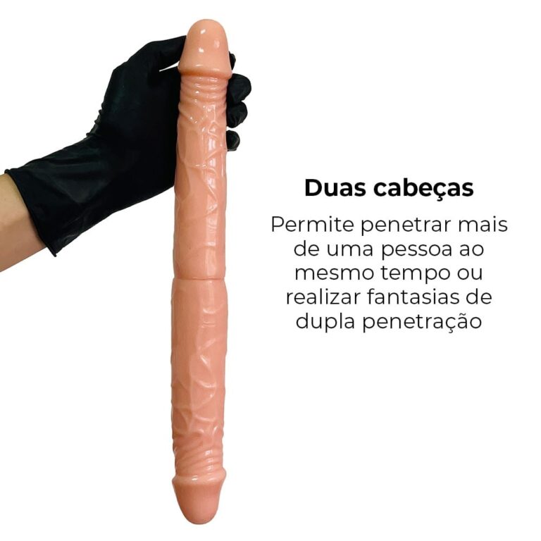 Pênis Duas Pontas / Duas Cabeças 36cmx4cm (18cm cada lado) Bege - Imagem 8