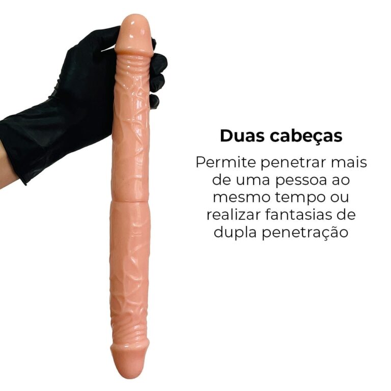 Pênis Duas Pontas / Duas Cabeças 36cmx4cm (18cm cada lado) Bege - Imagem 5
