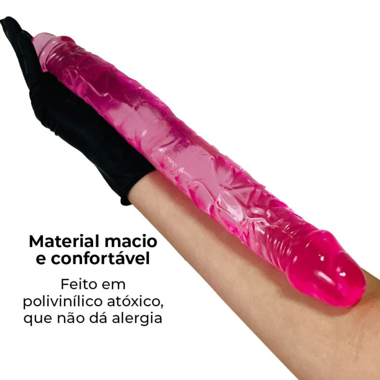 Pênis Duas Pontas / Duas Cabeças 36cmx4cm (18cm cada lado) Translucido Rosa - Imagem 5