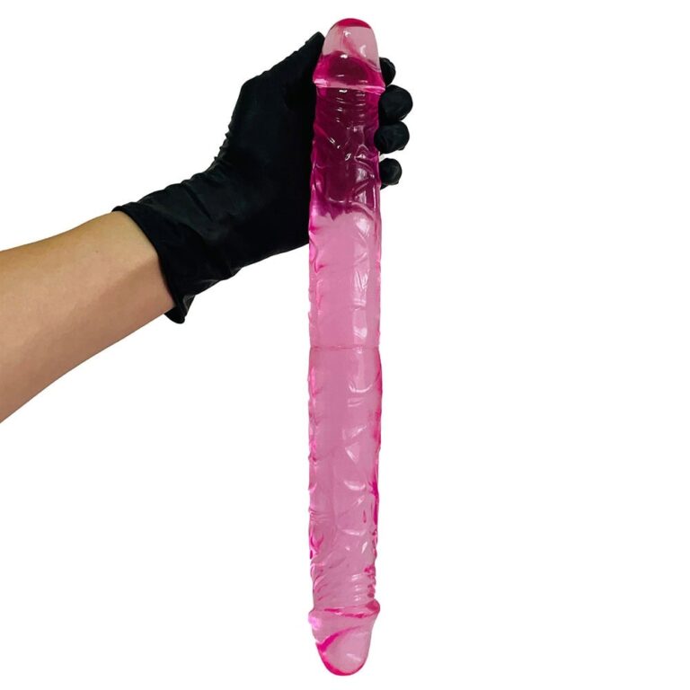Pênis Duas Pontas / Duas Cabeças 36cmx4cm (18cm cada lado) Translucido Rosa - Imagem 11