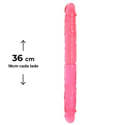 Pênis Duas Pontas / Duas Cabeças 36cmx4cm (18cm cada lado) Translucido Rosa