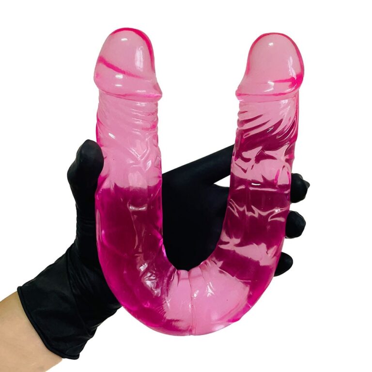 Pênis Duas Pontas / Duas Cabeças 36cmx4cm (18cm cada lado) Translucido Rosa - Imagem 13