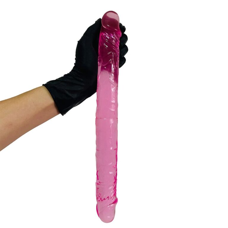Pênis Duas Pontas / Duas Cabeças 36cmx4cm (18cm cada lado) Translucido Rosa - Imagem 10