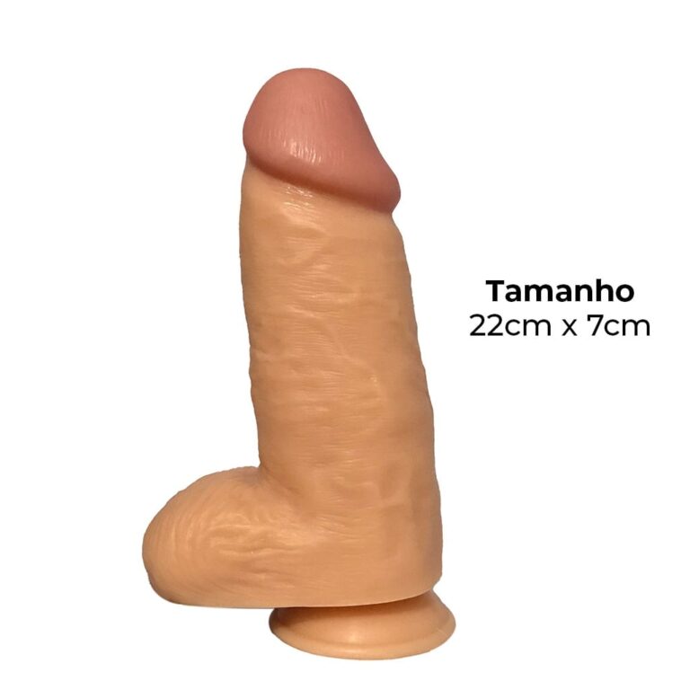 Pênis Grande 22cm x 7cm Realista Bege com Escroto e Ventosa - Imagem 3