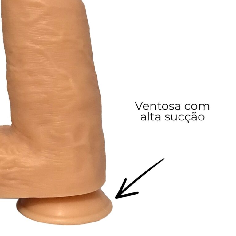 Pênis Grande 22cm x 7cm Realista Bege com Escroto e Ventosa - Imagem 11