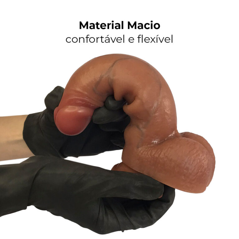 Pênis Realista Grande 19cm x 4cm Dupla Camada (Pele que estica) Marrom - Imagem 6