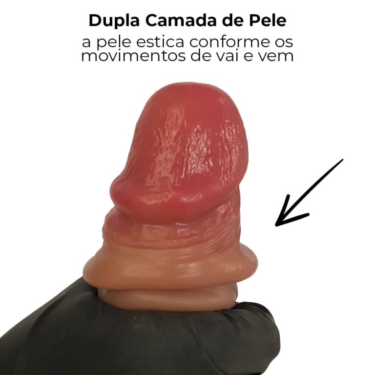 Pênis Realista Grande 18cm x 4cm Dupla Camada (Pele que estica) Marrom - Imagem 4