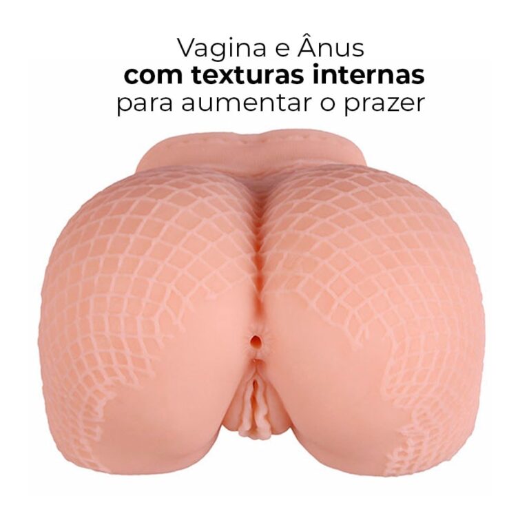Masturbador masculino vagina e ânus, túnel interno texturizado 16cm x 15cm - Imagem 5