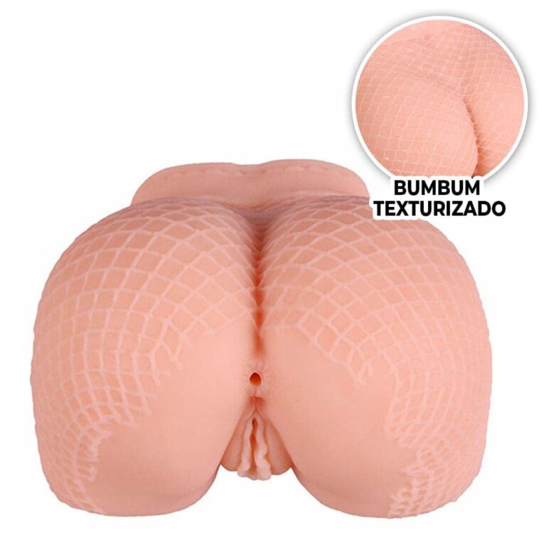 Masturbador masculino vagina e ânus, túnel interno texturizado 16cm x 15cm