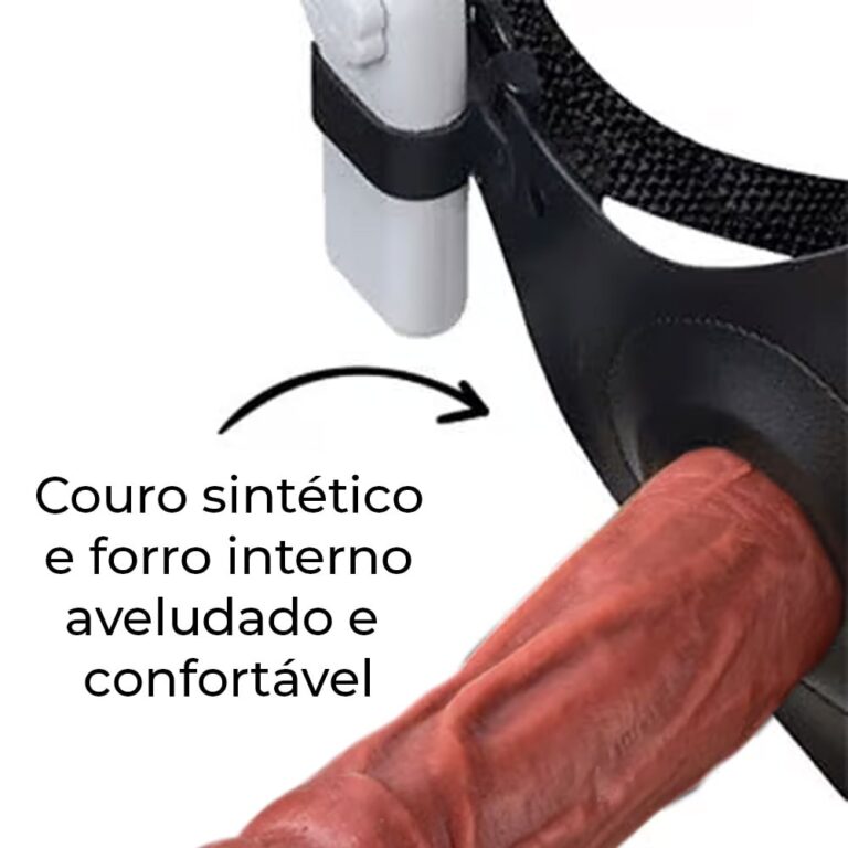 Cinta Peniana Média 15cm x 4cm com Pênis e Vibro Marrom - Imagem 6