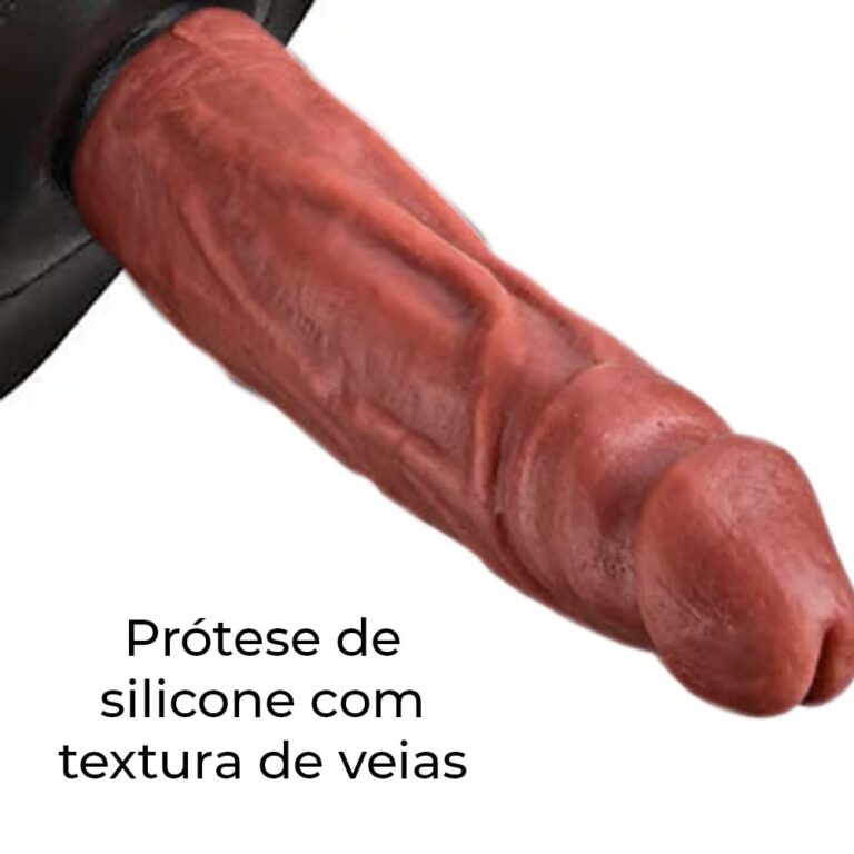 Cinta Peniana Média 15cm x 4cm com Pênis e Vibro Marrom - Imagem 5