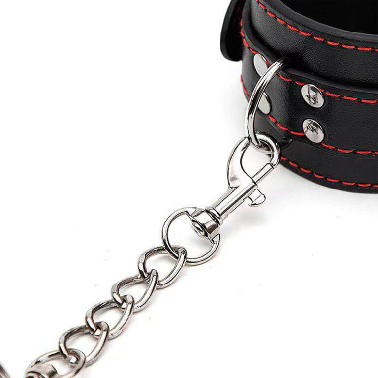 Kit Venda e Algemas com Corrente Preto e Vermelho - Imagem 5