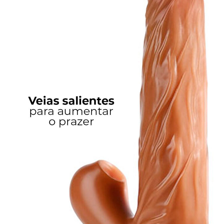 Pênis Grande 21cm x 3,5cm Recarregável Rotativa com Estimulador Clitoriano com Ondas de Pressão Cyberskin com Ventosa e Escroto - Imagem 10