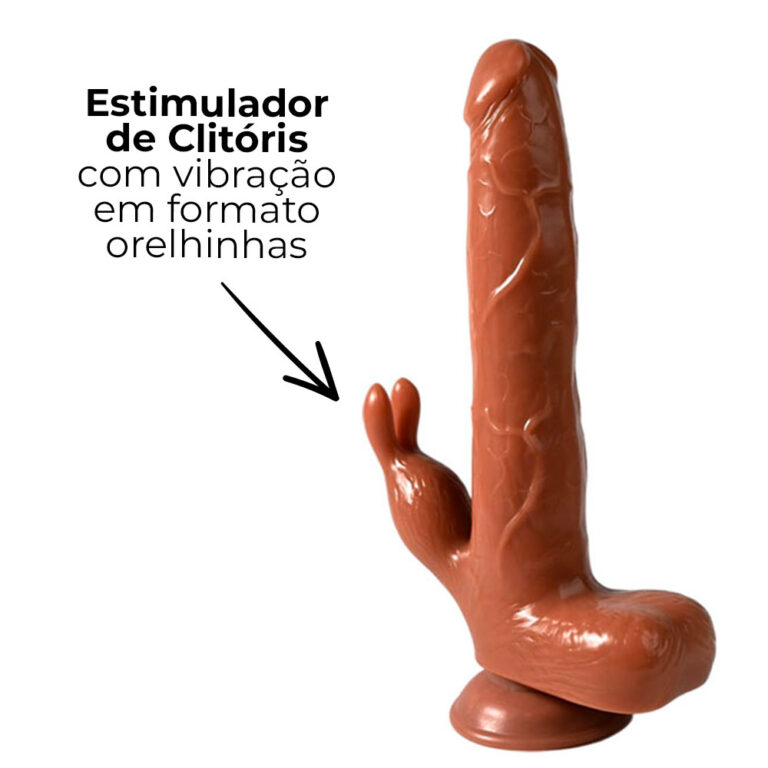 Pênis Grande 21cm x 3,5cm Recarregável com Vibração e estimulador de Clitóris com Controle Remoto Realista Cyberskin com Ventosa e Escroto - Imagem 8