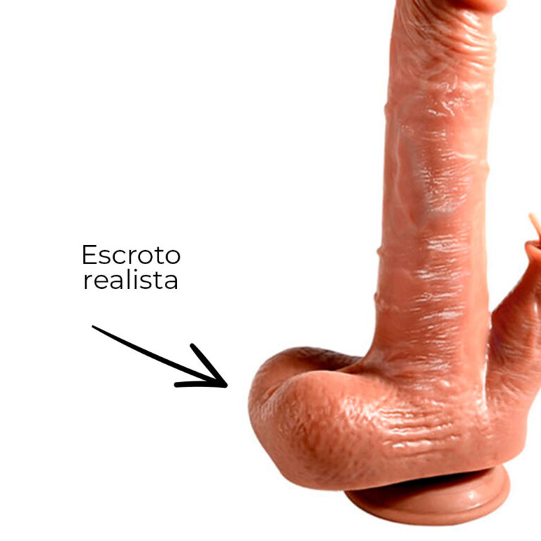Pênis Grande 21cm x 3,5cm Recarregável com Vibração e estimulador de Clitóris com Controle Remoto Realista Cyberskin com Ventosa e Escroto - Imagem 11