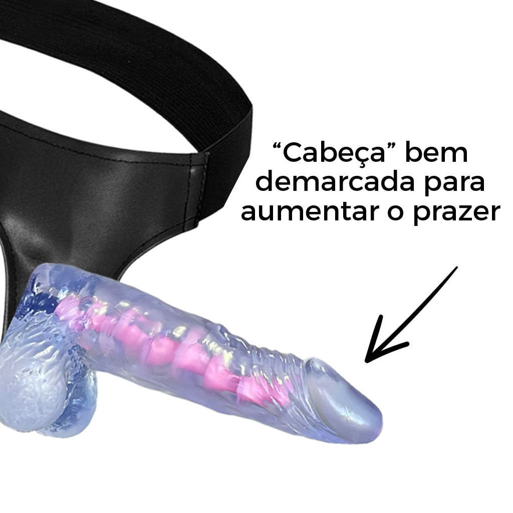 Cinta Peniana Média 17cm x 3cm com Pênis Transparente - Imagem 5