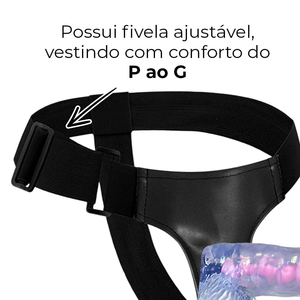 Cinta Peniana Média 17cm x 3cm com Pênis Transparente - Imagem 7