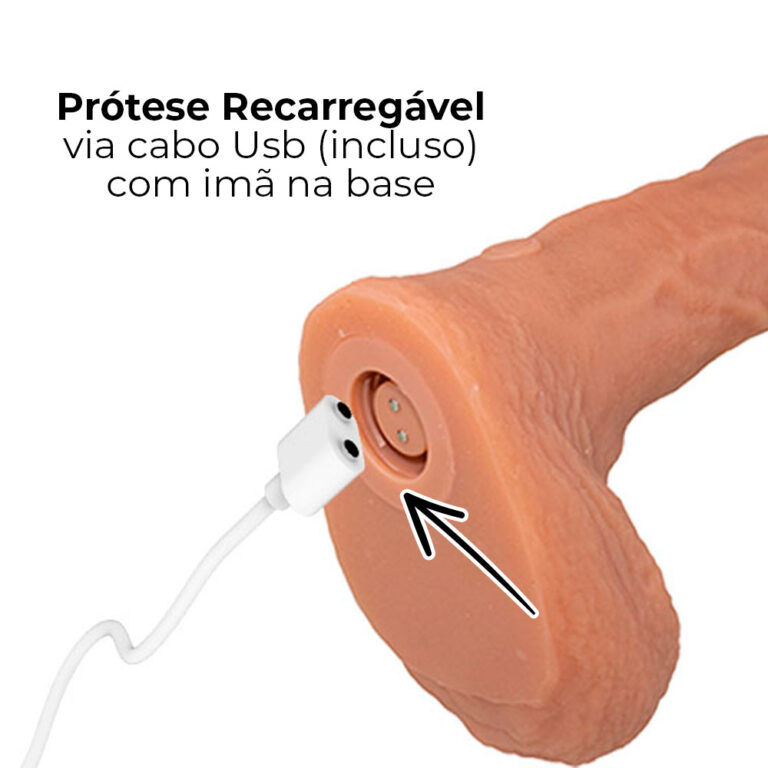 Pênis Grande 19cm x 4cm Recarregável com Vibração Rotativo Controle por Aplicativo com Ventosa e Escroto - Imagem 18