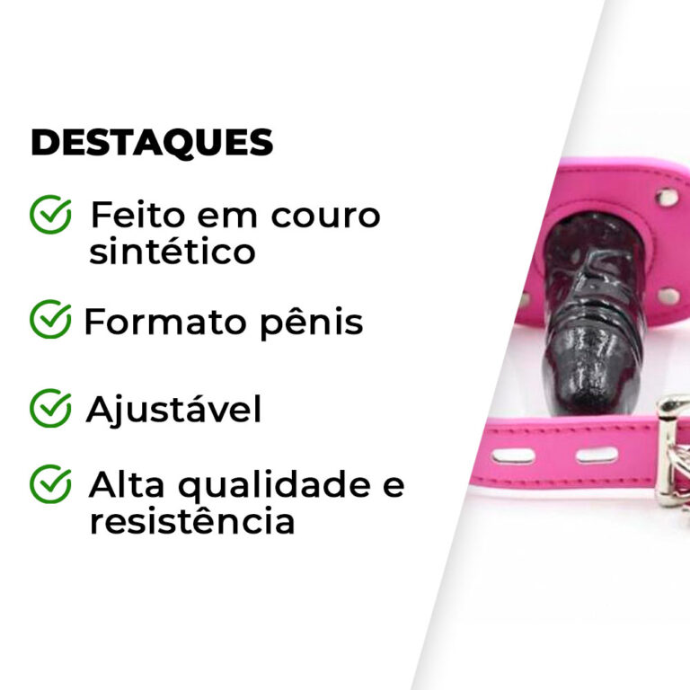 Mordaça com Cadeado e Plug formato de Pênis - Imagem 4