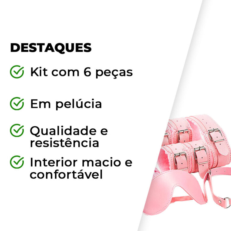 Kit Sado Pelúcia e Fivelas com 6 itens Rosa - Imagem 3