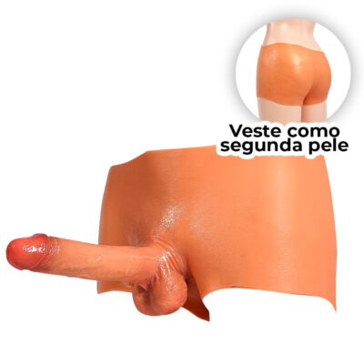 Cinta Peniana Segunda Pele em Silicone com Prótese Realista 17cm x 3,5cm