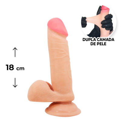Pênis Realista Grande 18cm x 4cm Dupla Camada (Pele que estica) Bege