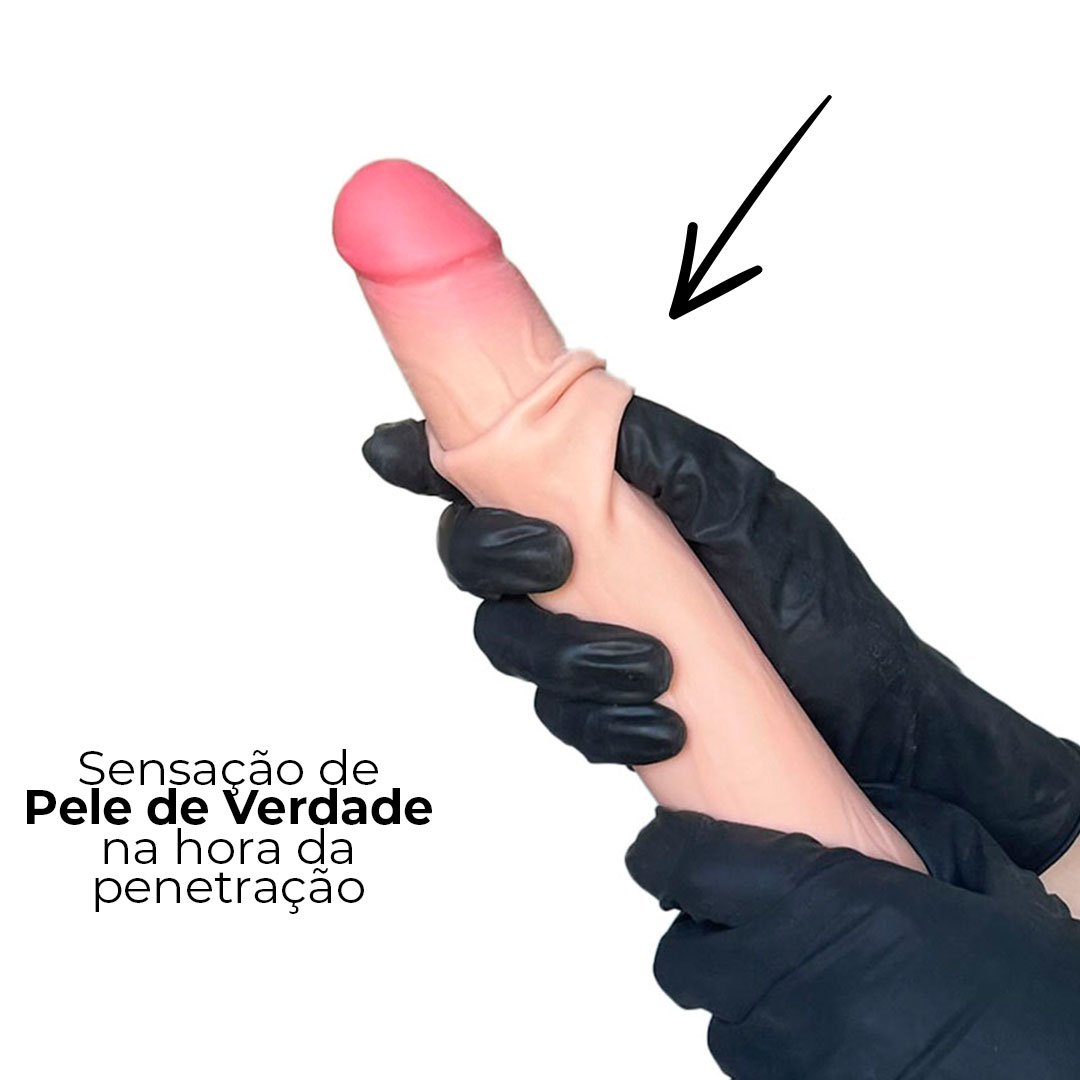 Pênis Realista Grande 22cm x 4cm Dupla Camada (Pele que estica) Bege - Imagem 5