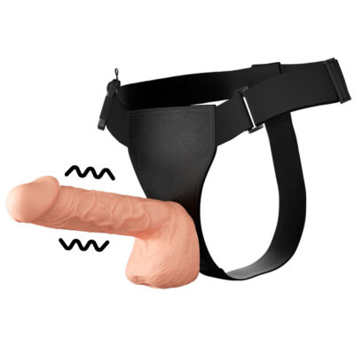 Cinta Peniana Grande 23cm x 4,5cm com Pênis e Vibro Bege