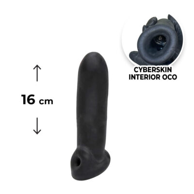 Capa Peniana 16cm x 4,5cm com Anel para o Escroto para Aumentar ou Engrossar o Pênis Preta