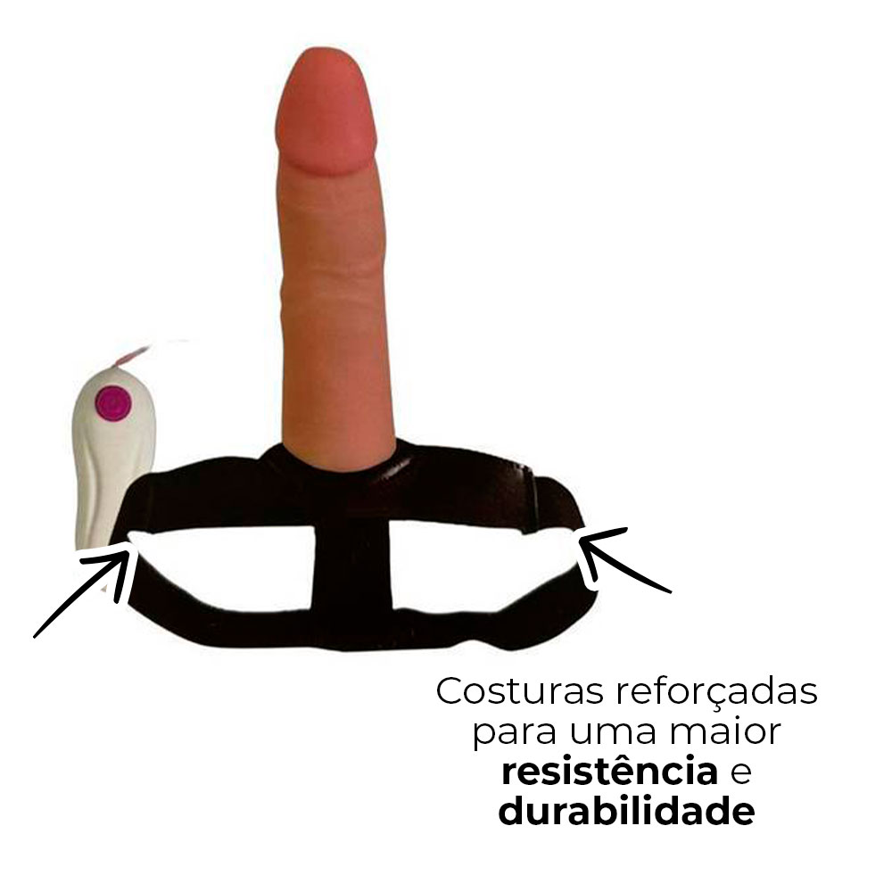 Capa Peniana OCA com cinta 16,5cm x 4,5cm Bege com Vibro para Aumentar ou Engrossar o Pênis - Imagem 12
