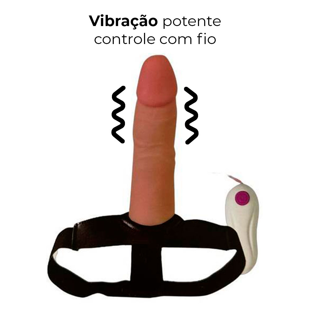 Capa Peniana OCA com cinta 16,5cm x 4,5cm Bege com Vibro para Aumentar ou Engrossar o Pênis - Imagem 9