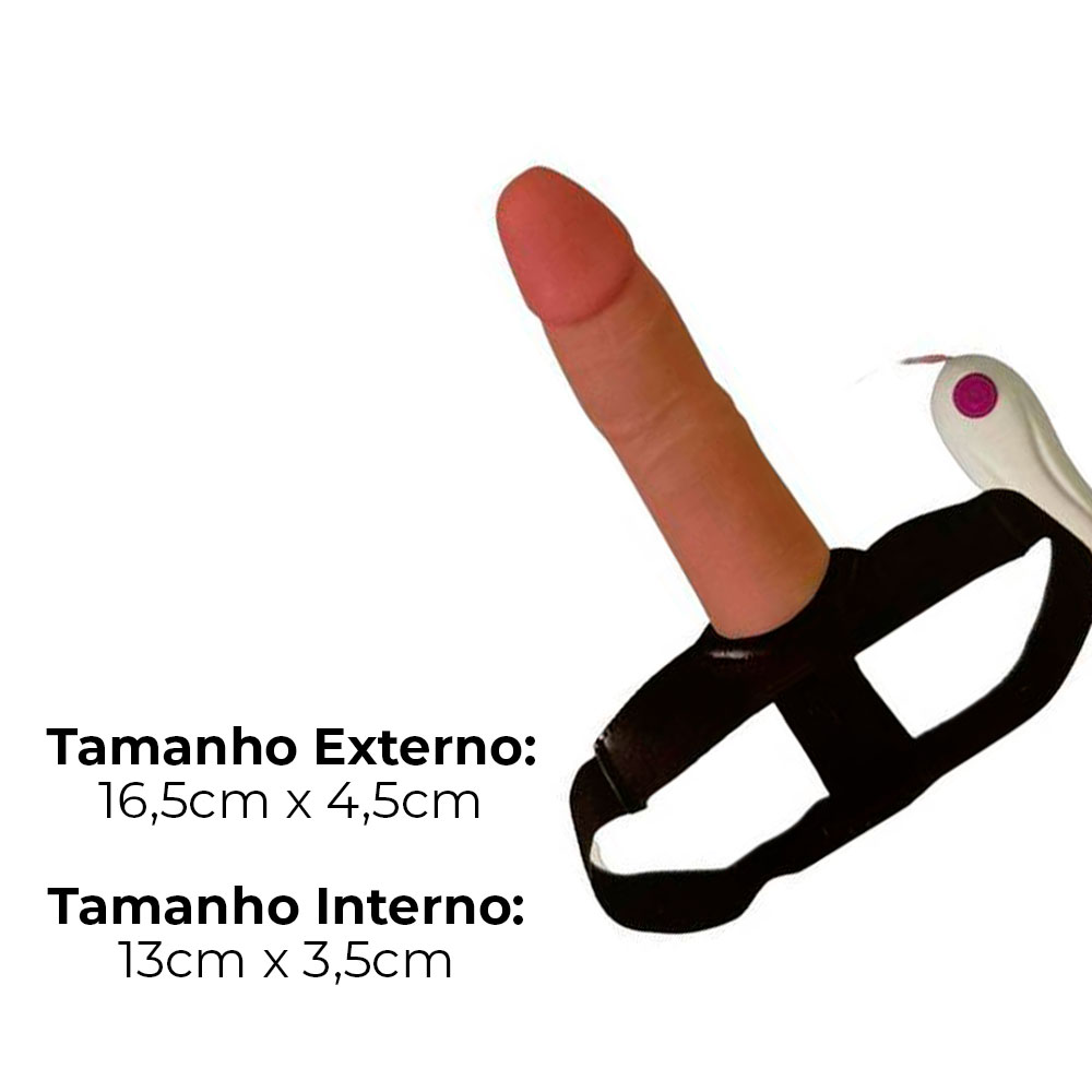 Capa Peniana OCA com cinta 16,5cm x 4,5cm Bege com Vibro para Aumentar ou Engrossar o Pênis - Imagem 3